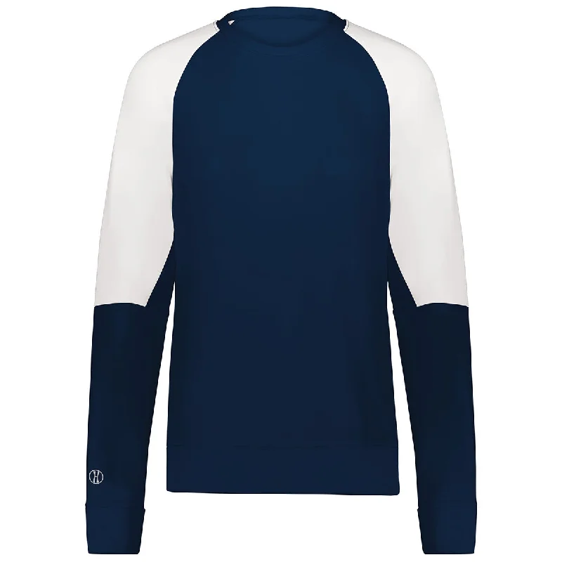 Holloway Women's Navy/White Momentum Team Fleece Crew