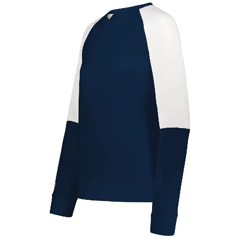 Holloway Women's Navy/White Momentum Team Fleece Crew