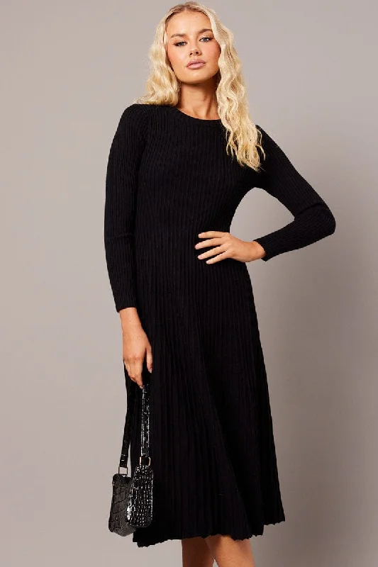 Black Knit Dress Long Sleeve