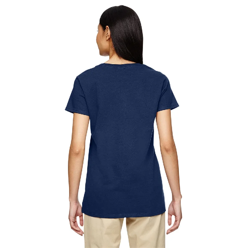 Gildan Women's Navy 5.3 oz. V-Neck T-Shirt