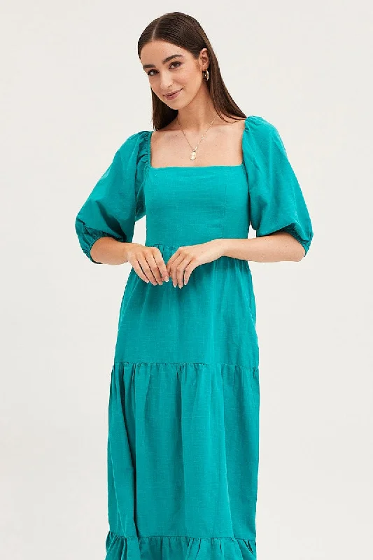 Green Maxi Dress Linen