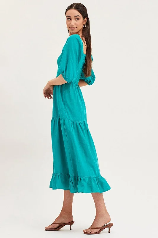 Green Maxi Dress Linen