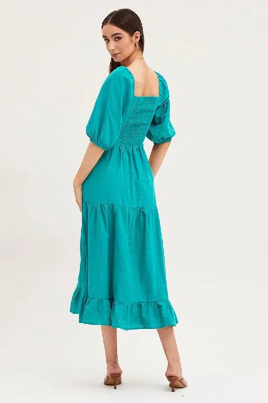 Green Maxi Dress Linen