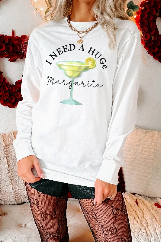 ""I Need A Huge Margarita"" Graphic - Multiple Shirt Options (White) - Print On Demand