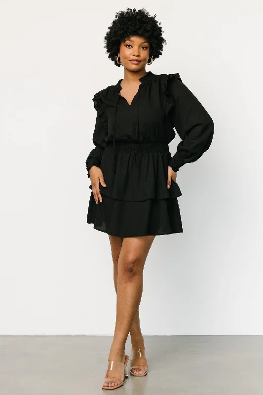 Maylee Tiered Short Dress | Black