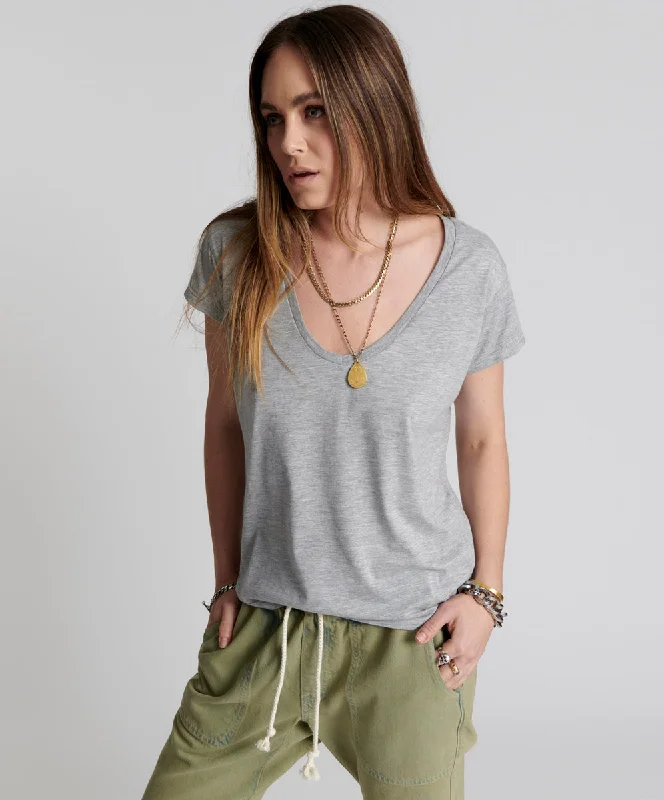 ONE TEASPOON SCOOP NECK BASIC TEE GREY