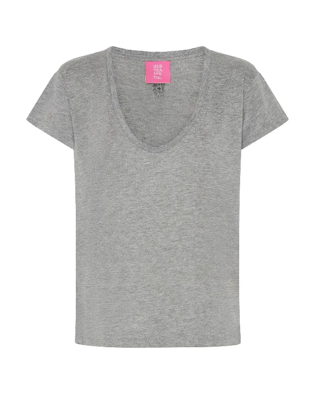 ONE TEASPOON SCOOP NECK BASIC TEE GREY