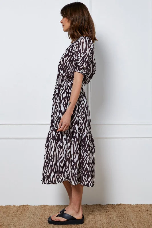 Print Maxi Dress Short Sleeve