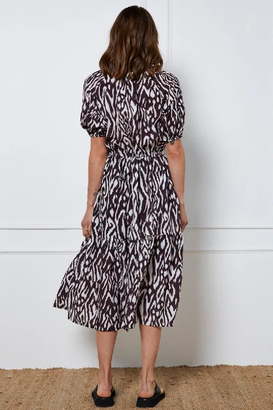 Print Maxi Dress Short Sleeve