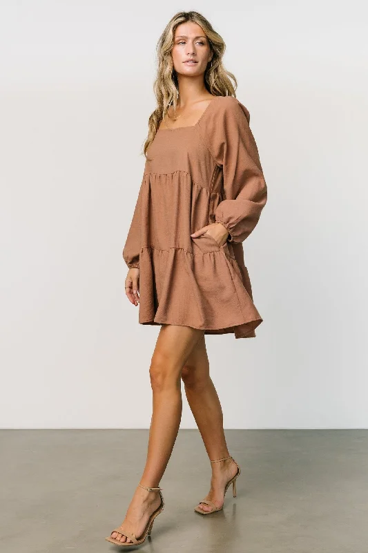 Selena Tiered Mini Dress | Dusty Mauve