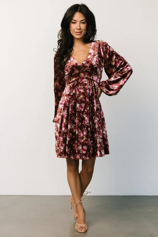 Teri Velvet Short Dress | Auburn Multi