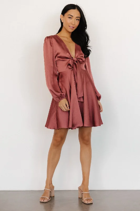 Woodbury Satin Mini Dress | Deep Mauve