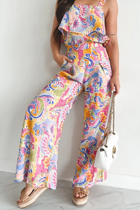 Colorful Imagination Printed Wide Leg Pants (Multi)