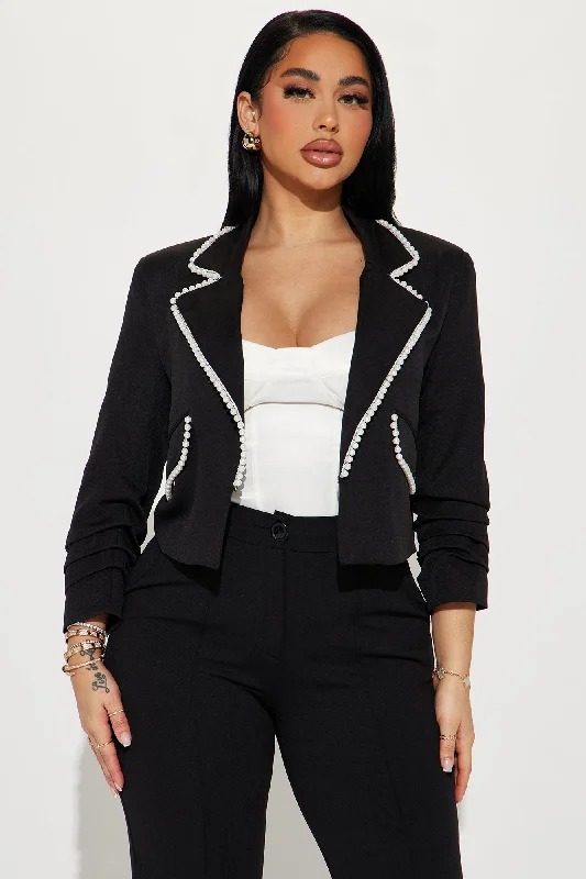 Girls Love Pearls Blazer - Black