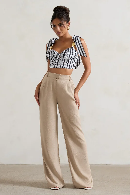 Hastings | Stone High-Waist Wide-Leg Trousers