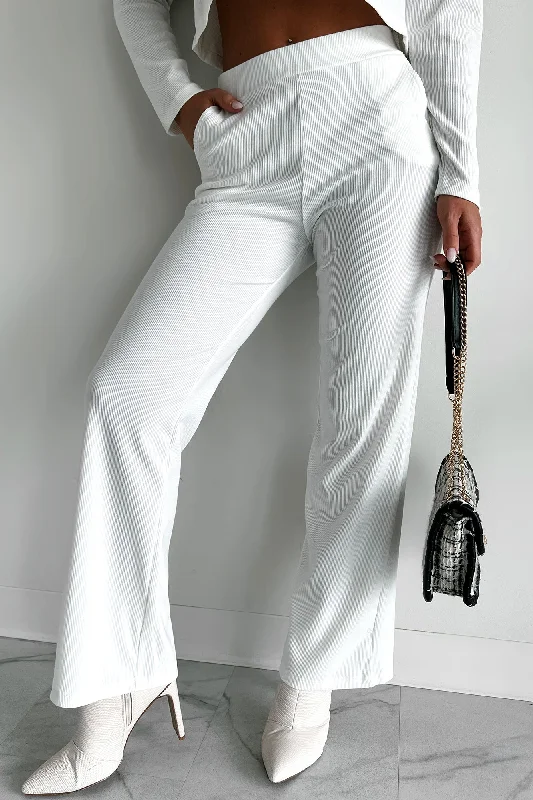 Home For The Evening Ribbed Lounge Pants (Off White)