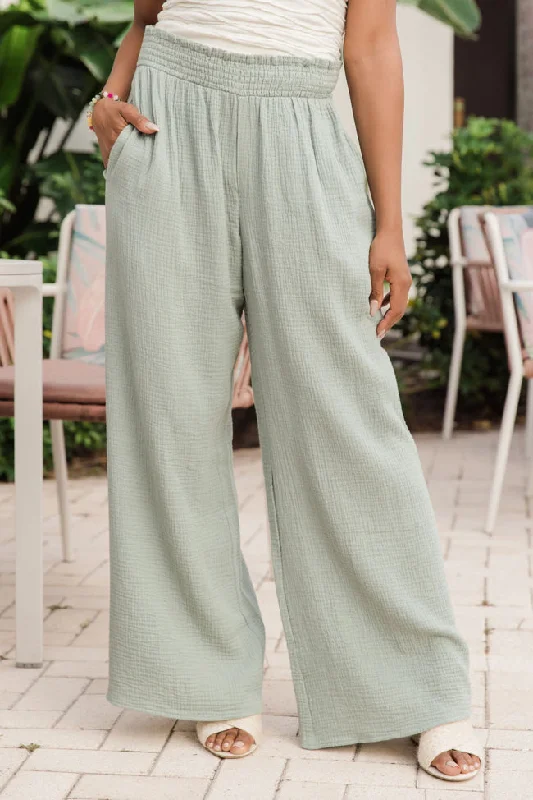 Let Me Adore You Sage Gauze Beach Pants