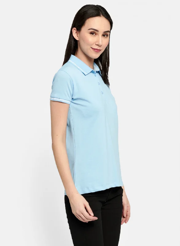 Womens Blue Plain T-Shirt