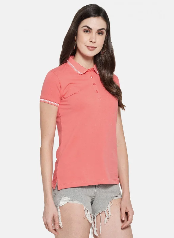 Womens Peach Plain T-Shirt