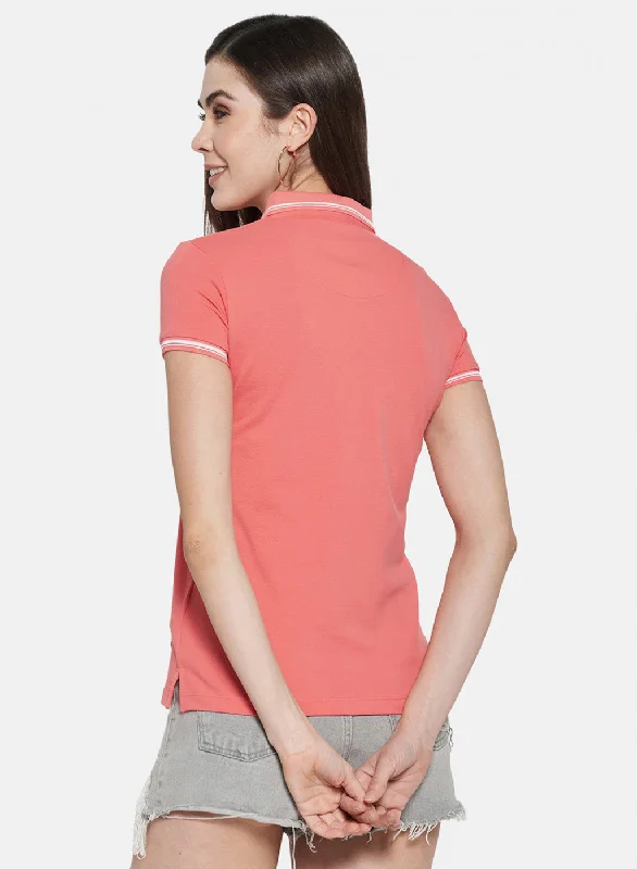 Womens Peach Plain T-Shirt