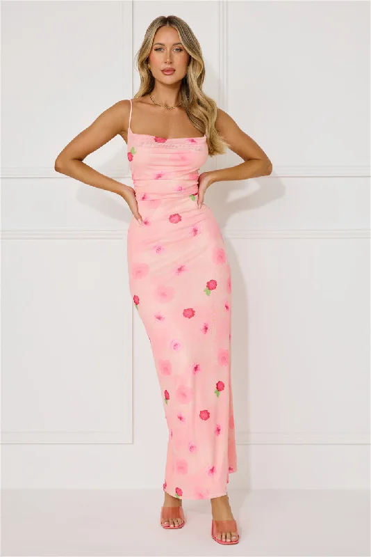 Musical Dream Mesh Maxi Dress Pink