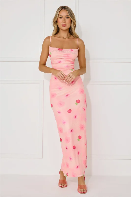 Musical Dream Mesh Maxi Dress Pink