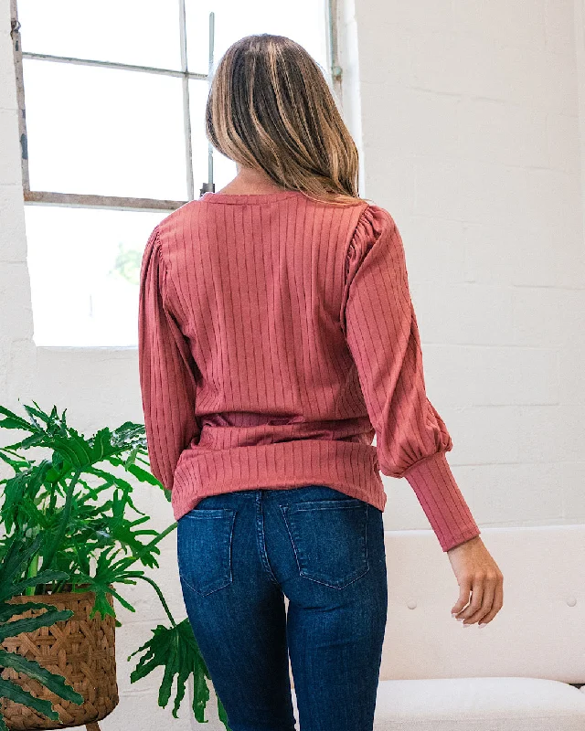 Gloria Wide Ribbed Top - Mauve FINAL SALE