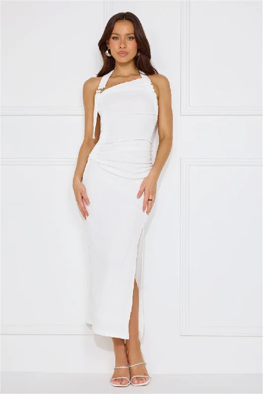 Songs Of The Sea Halter Midi Dress White