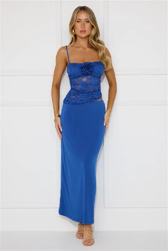 Stylish Luxury Lace Maxi Dress Blue