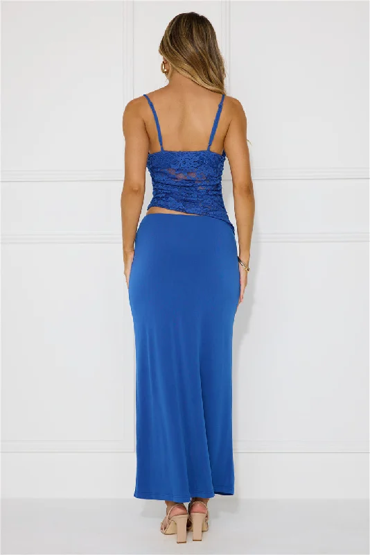 Stylish Luxury Lace Maxi Dress Blue