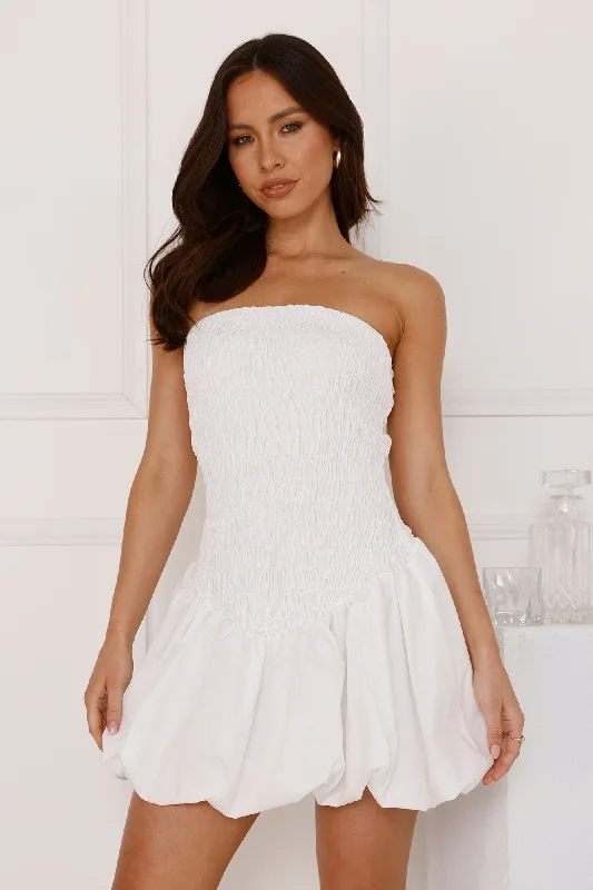 Summer Essence Strapless Bubble Mini Dress White