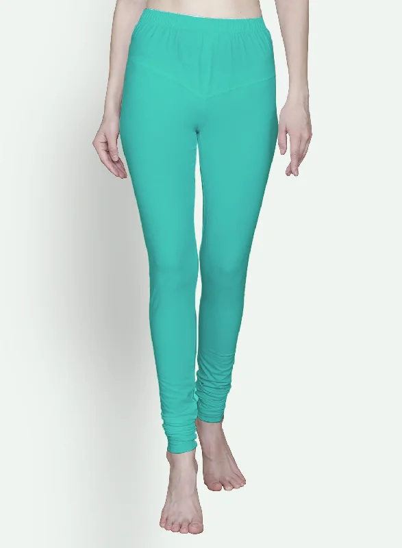 T.T. Women Solid Chudidar Cotton Lycra Cool Leggings -Jade